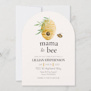 Invitación Mama To Bee Acuarela Baby Shower Abejorro