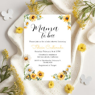 Invitación Mama to Bee flores amarillas Bumblebee Baby Shower