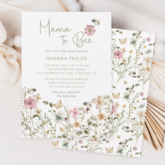 Invitación Mama to Bee Wildflower Baby Shower (Subido por el creador)