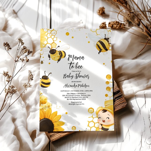 Invitación Mama to Bee Wildflower Honeybee Baby Shower (Subido por el creador)