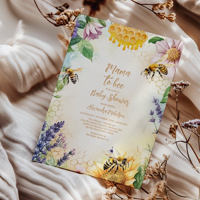 Invitación Mama to Bee Wildflower Honeybee Baby Shower (Subido por el creador)