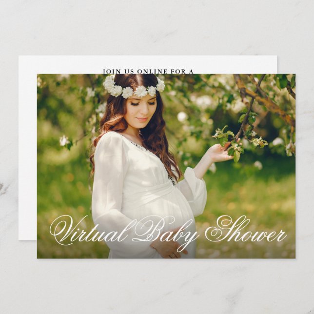 Invitación Mamá virtual de Baby Shower para ser foto (Anverso / Reverso)