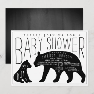 Invitación Mama y Baby Bear Boy Baby Shower