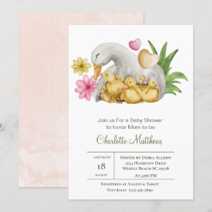 Invitación Mama y Baby Duck Animales Acuáticos Baby Shower I