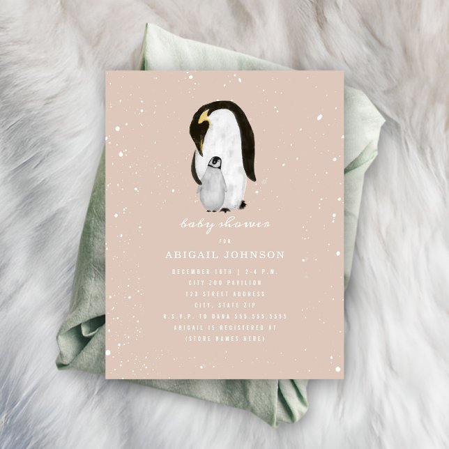 Invitación Mama y Baby Pingüino Chica Rosa Baby Shower (Subido por el creador)