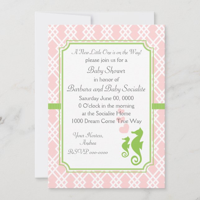 Invitación Mama y Baby Seahorse (Anverso)