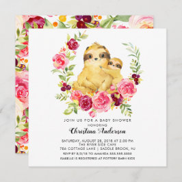 Invitación Mamá y Baby Sloth Baby Shower