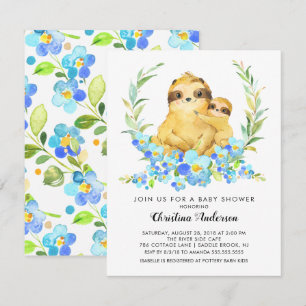 Invitación Mamá y Baby Sloth Baby Shower