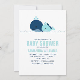 Invitación Mamá y bebé ballena Baby Shower {blue}