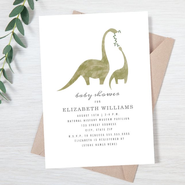 Invitación Mamá y bebé Dinosaurio Neutral Baby Shower (Subido por el creador)