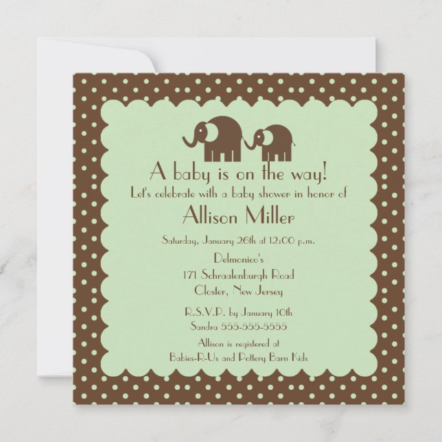 Invitación Mamá y bebé elefante Baby Shower (Anverso)