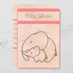 Invitación Mamá y bebé elefante Baby Shower
