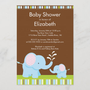 Invitación Mamá y bebé elefante Baby Shower niño o Chica