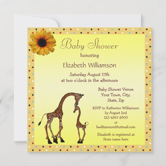 Invitación Mamá y bebé Girafa Neutral Baby Shower (Anverso)