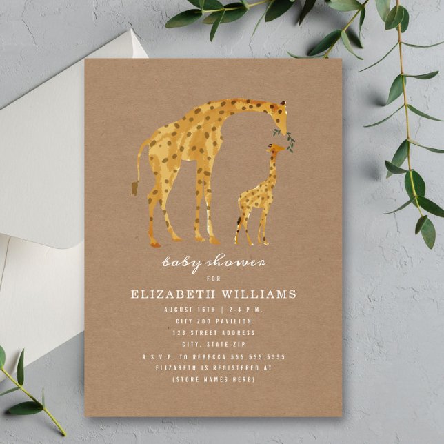 Invitación Mamá y bebé Giraffe Cardstock Baby Shower neutral (Subido por el creador)