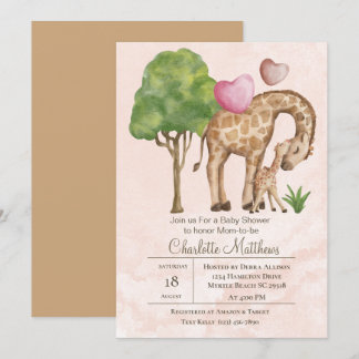 Invitación Mamá y bebé Giraffe Jungle Sarfari Baby Shower