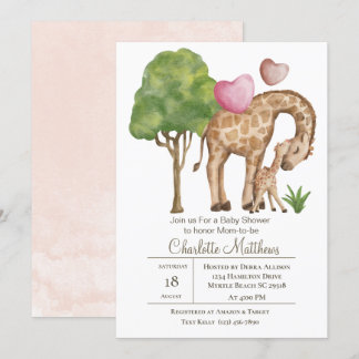 Invitación Mamá y bebé Giraffe Jungle Sarfari Baby Shower