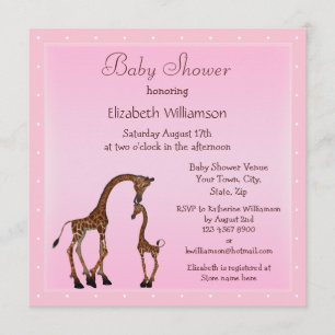Invitación Mamá y bebé Giraffe Rosa Baby Shower