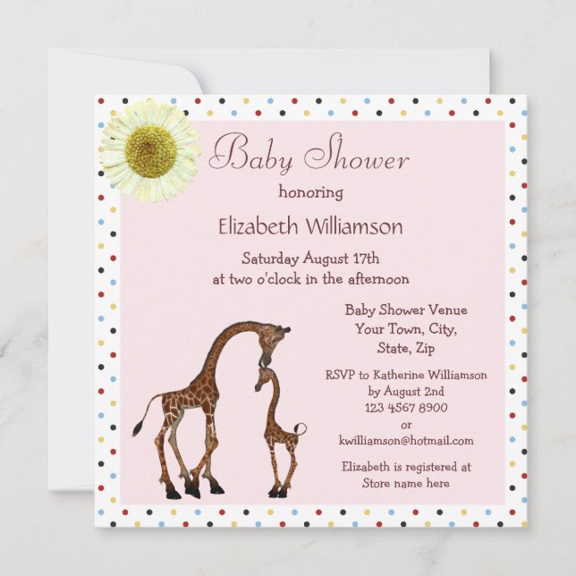 Invitación Mamá y bebé Giraffe Rosa Baby Shower (Anverso)