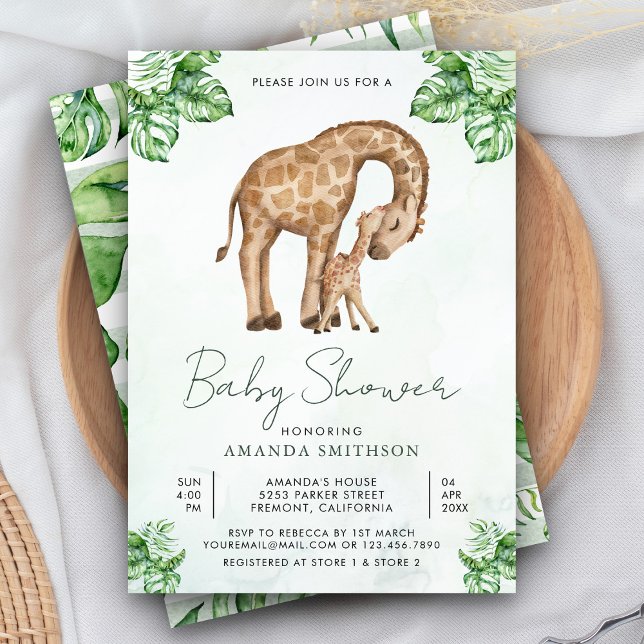 Invitación Mamá y bebé Giraffe Safari Baby Shower (Subido por el creador)