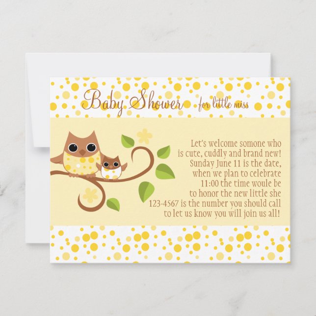 Invitación Mamá y Bebé Lechuza (Anverso)