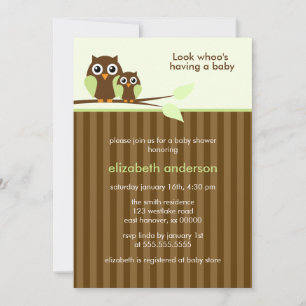 Invitación Mamá y Bebé Lechuza {verde} Baby Shower