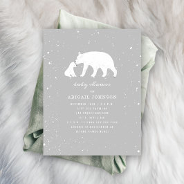 Invitación Mamá y bebé oso polar con Baby Shower neutral