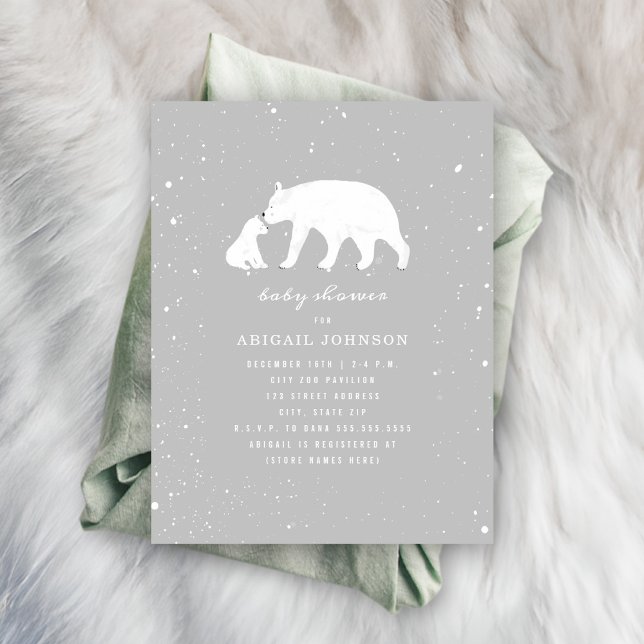 Invitación Mamá y bebé oso polar con Baby Shower neutral (Subido por el creador)