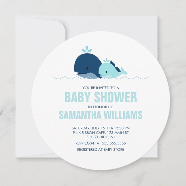 Invitación Mamá y bebé Whale Boy Baby Shower (Anverso)