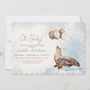 Invitación Mama y cachorro de lobo marino Niño Baby Shower