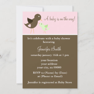 Invitación Mamá y Chica de Aves Infantiles Baby Shower