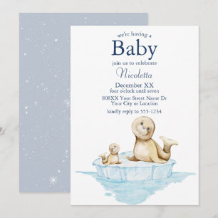 Invitación Mamá y cría de foca en el hielo