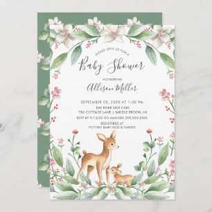 Invitación Mamá y dulce bebé venado Baby Shower neutral