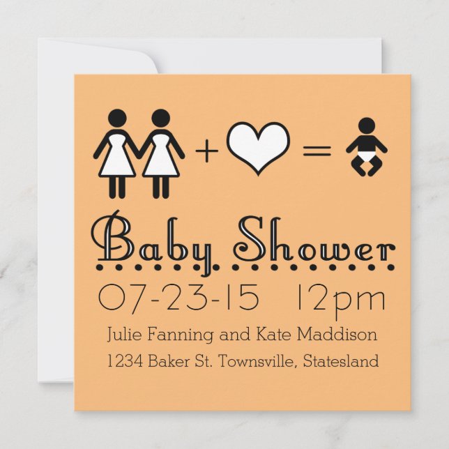Invitación Mamá y mamá, icono moderno de Baby Shower personal (Anverso)