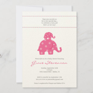Invitación Mamá y niña elefante invitan a Baby Shower