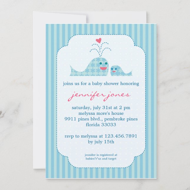 Invitación Mamá y niño ballena (Anverso)