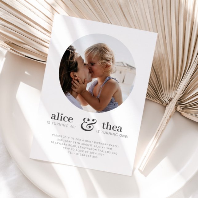 Invitación Mamá y niño - Cumpleaños Conjunto de la Foto (Mom and Child - Photo Joint Birthday Invitation 1)
