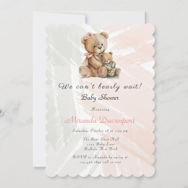 Invitación Mamá y yo Teddy Bear Baby Shower (Anverso)