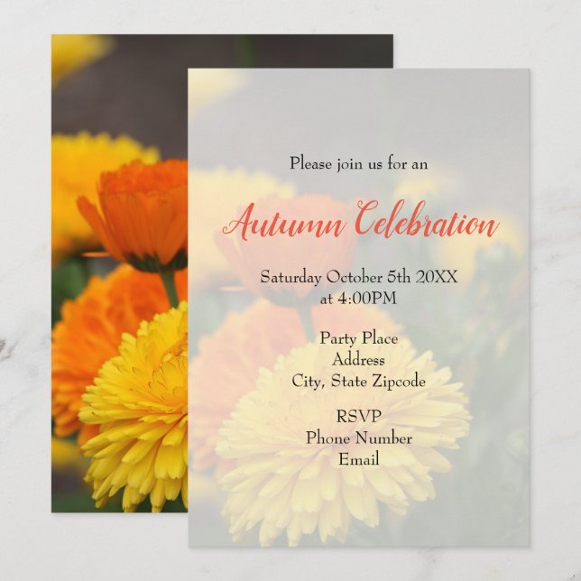 Invitación Mamáes Naranjas amarillas (Anverso / Reverso)