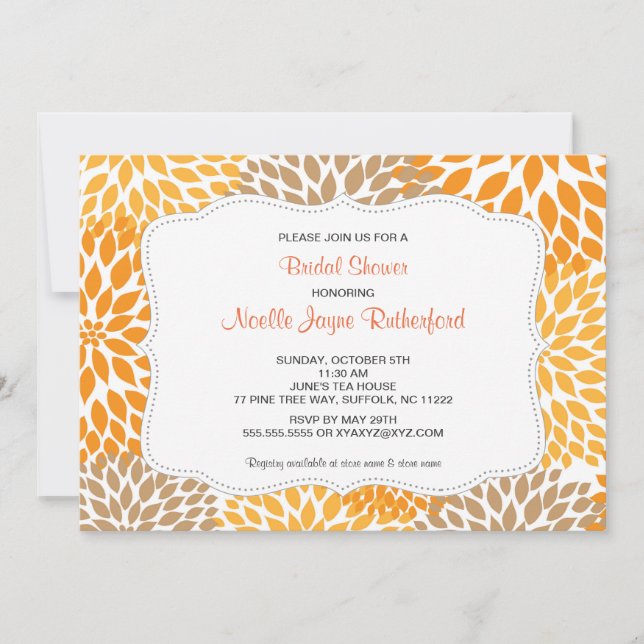 Invitación Mamáes otoñales Boda Bridal o Baby Shower invita (Anverso)