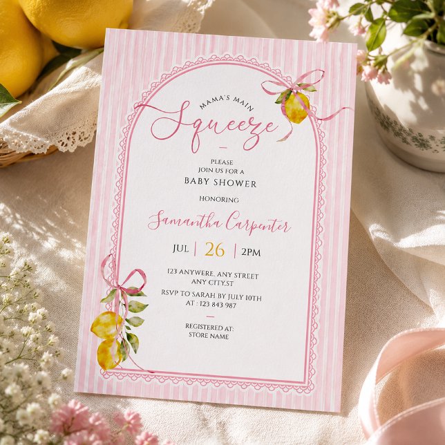 Invitación Mama's main squeeze Lemon arco de bebé niña (Subido por el creador)