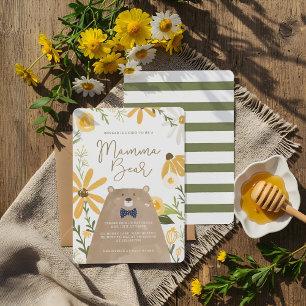 Invitación Mami Bear & Sweet Honey Bee Baby Boy Shower
