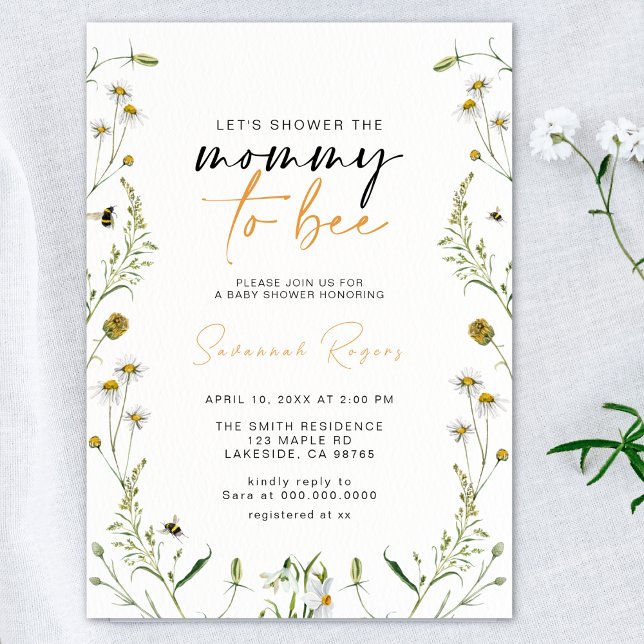 Invitación Mami De Flor Silvestre En Baby Shower Neutral De G (Subido por el creador)