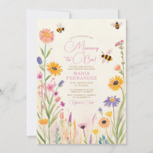 Invitación Mami de flores silvestres se vuelve rosada en Baby