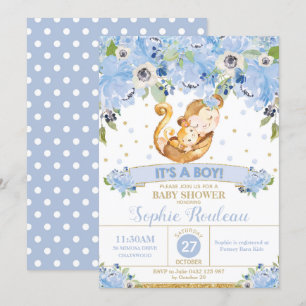 Invitación Mami Mono y bebé Mono Baby Shower Baby Boy