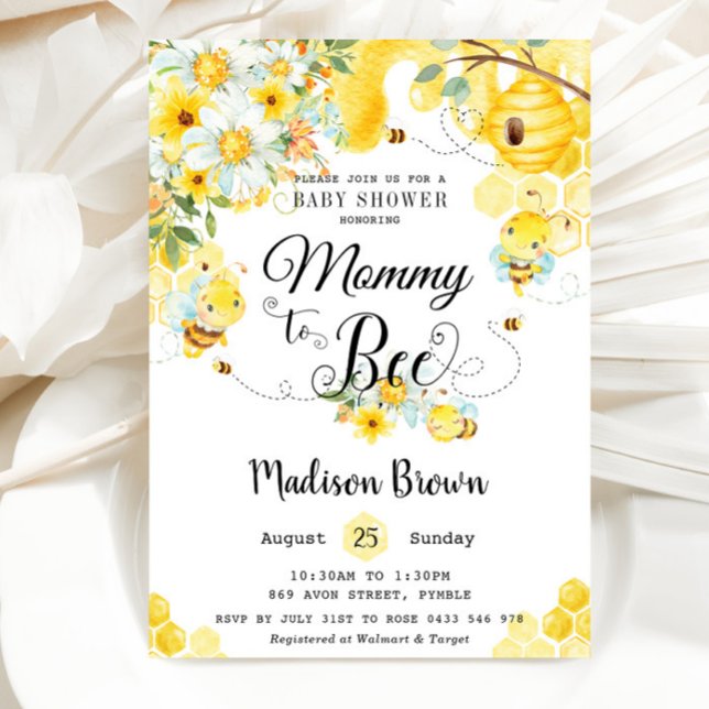 Invitación Mami to bebe Baby Shower floral amarillo neutral (Subido por el creador)