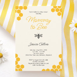 Invitación Mami to bebe género Neutral cute amarillo panal