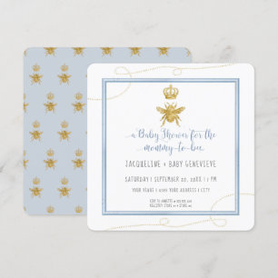 Invitación Mami to bebe Purpurina de oro Blue Boy Baby Shower