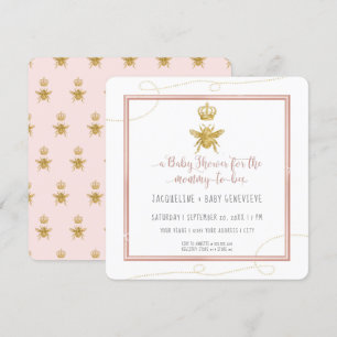 Invitación Mami to bebe Purpurina de oro Chica rosa