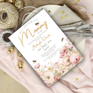 Invitación Mami to bebe Wildlfower Baby Shower floral pastel